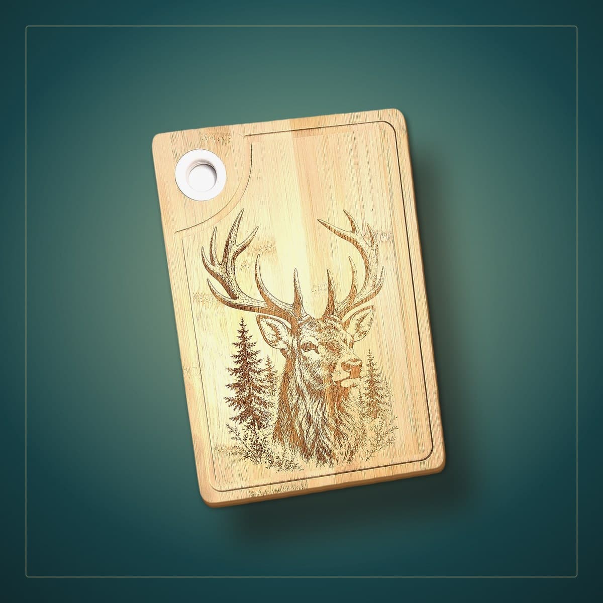 Planche en bambou — cerf en forêt